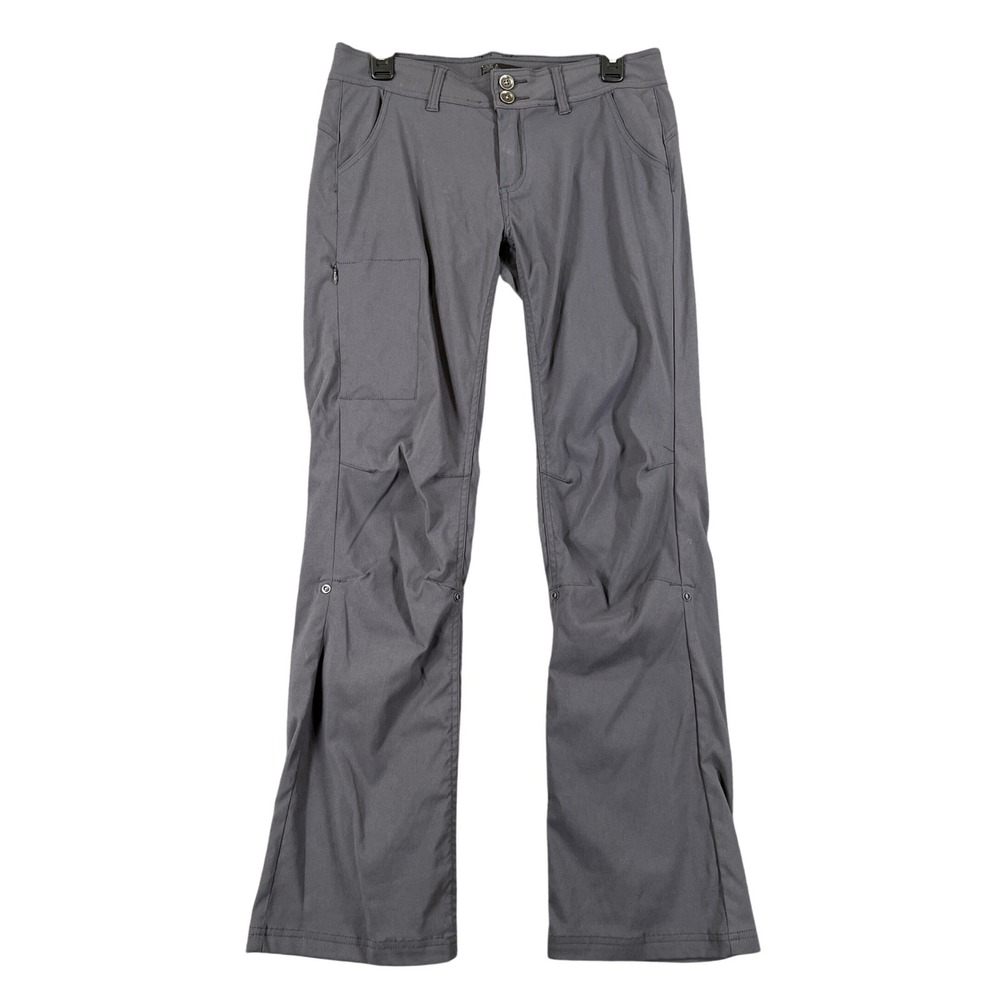 prAna Halle Hiking Pants Womens 6 Gray Stretch Straight Leg Zip Pocket Travel